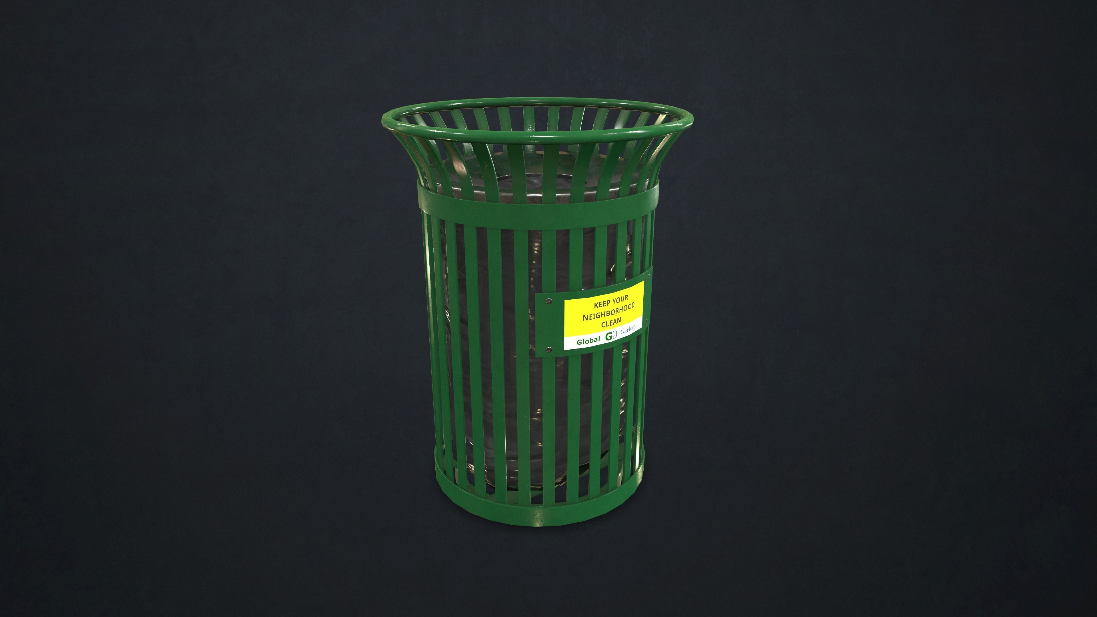 Waste Bin Low-poly 3D model_7