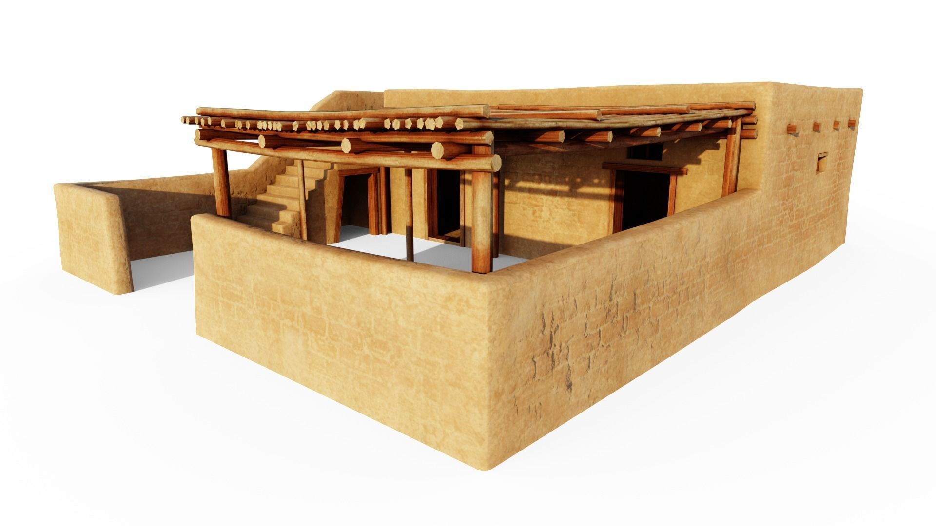 Common Desert House Low-poly 3D model_16