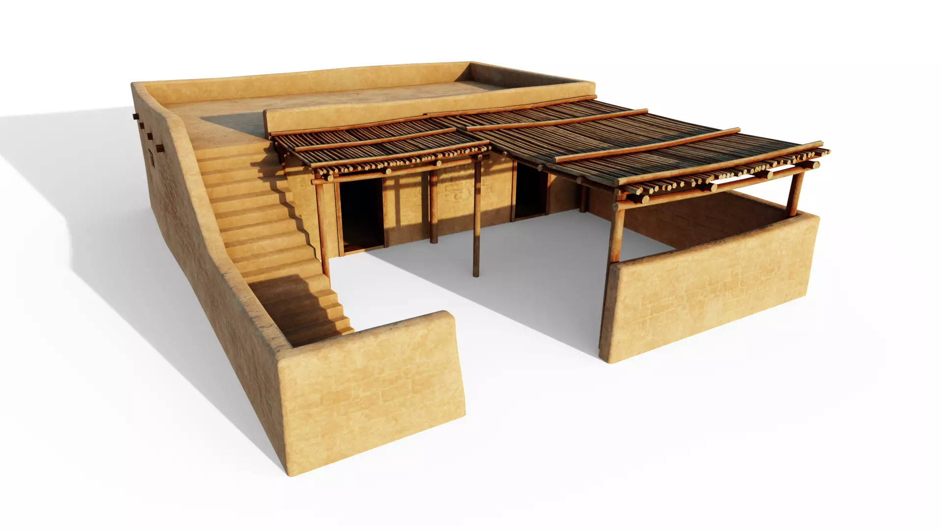 Common Desert House Low-poly 3D model_0