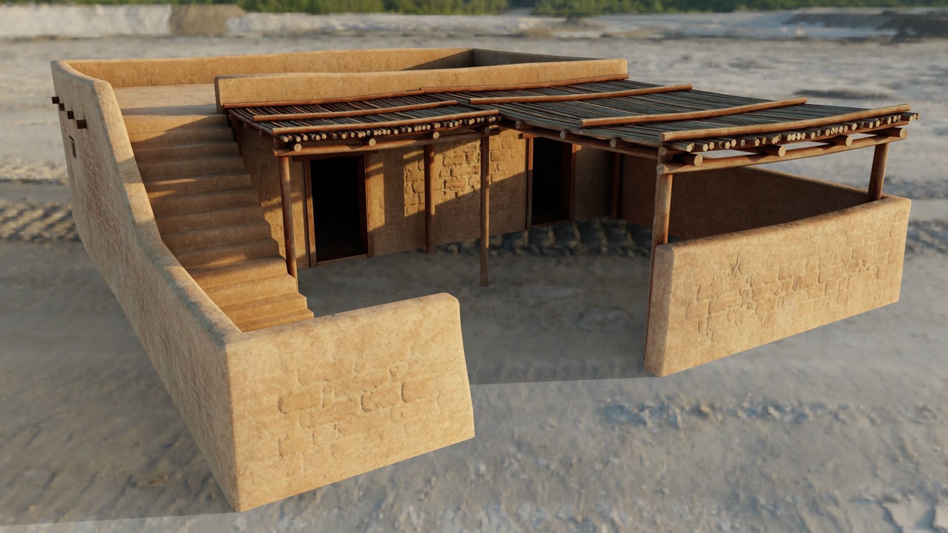 Common Desert House Low-poly 3D model_4