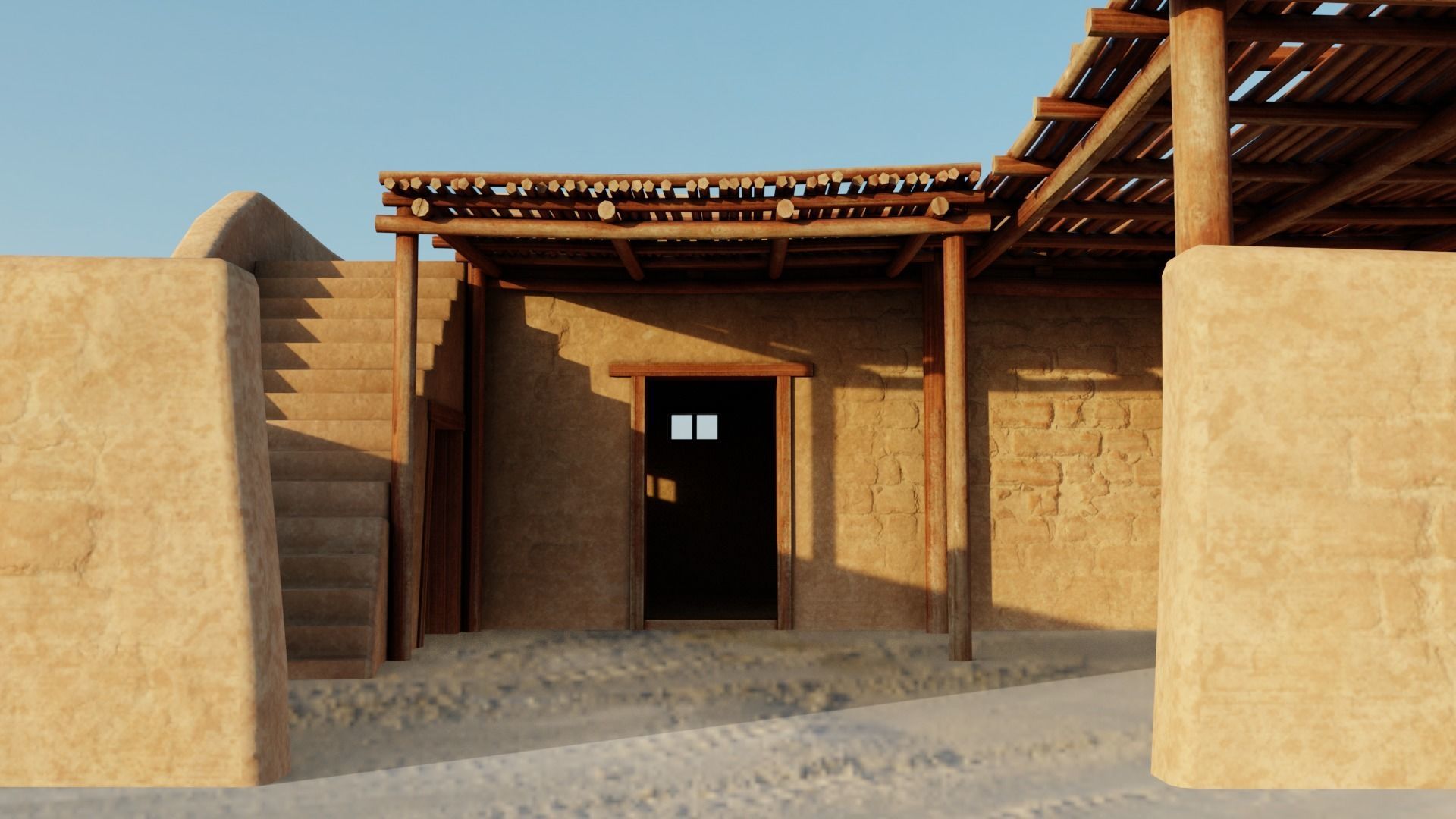 Common Desert House Low-poly 3D model_1