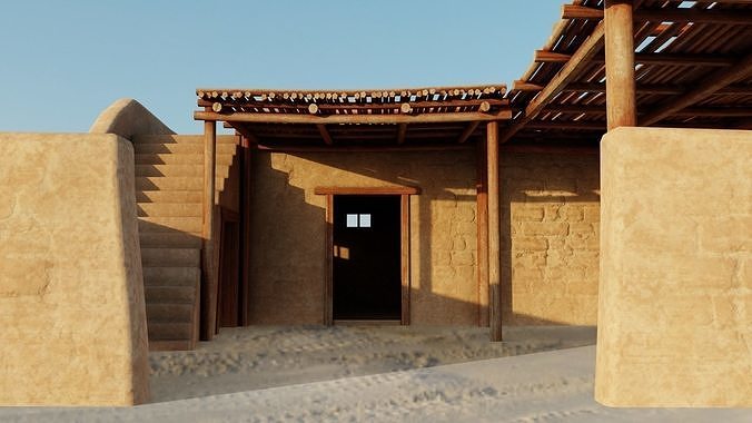 Common Desert House Low-poly 3D model 2