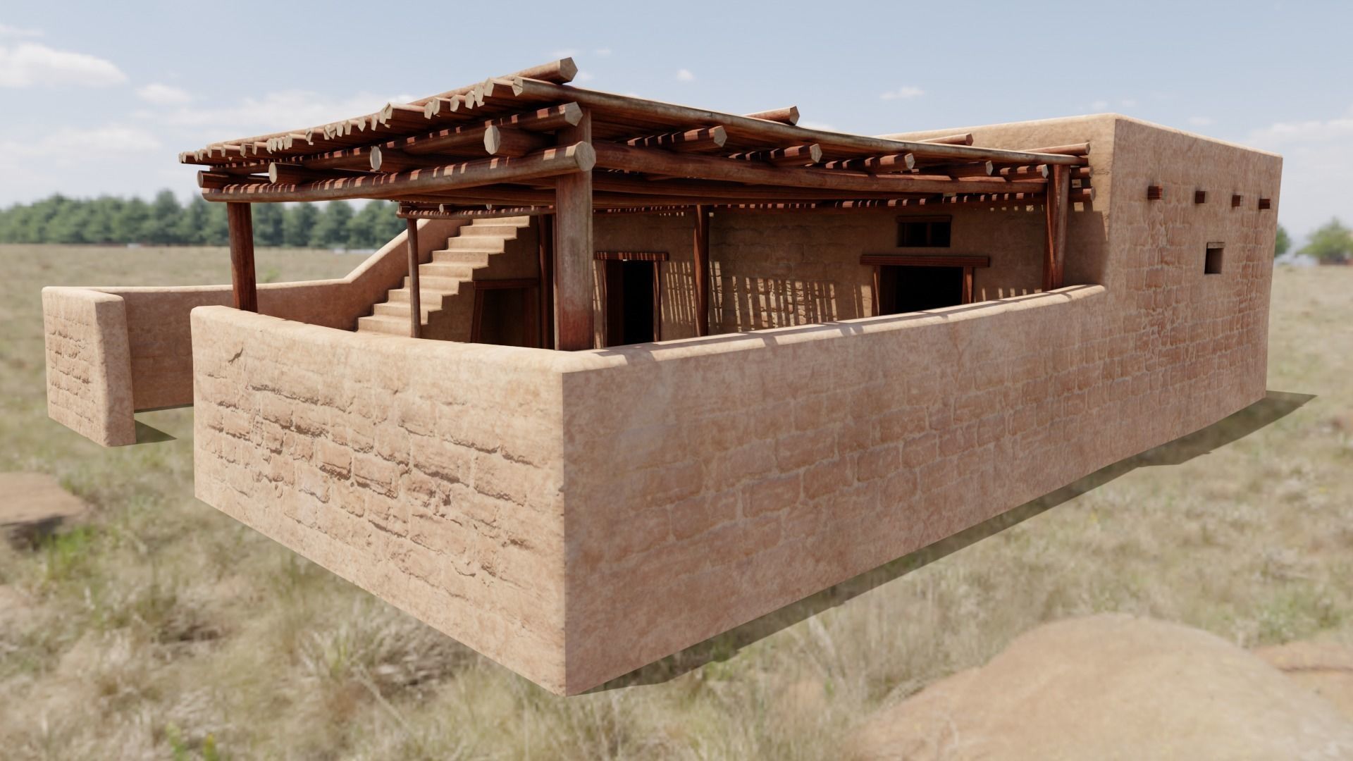 Common Desert House Low-poly 3D model_17