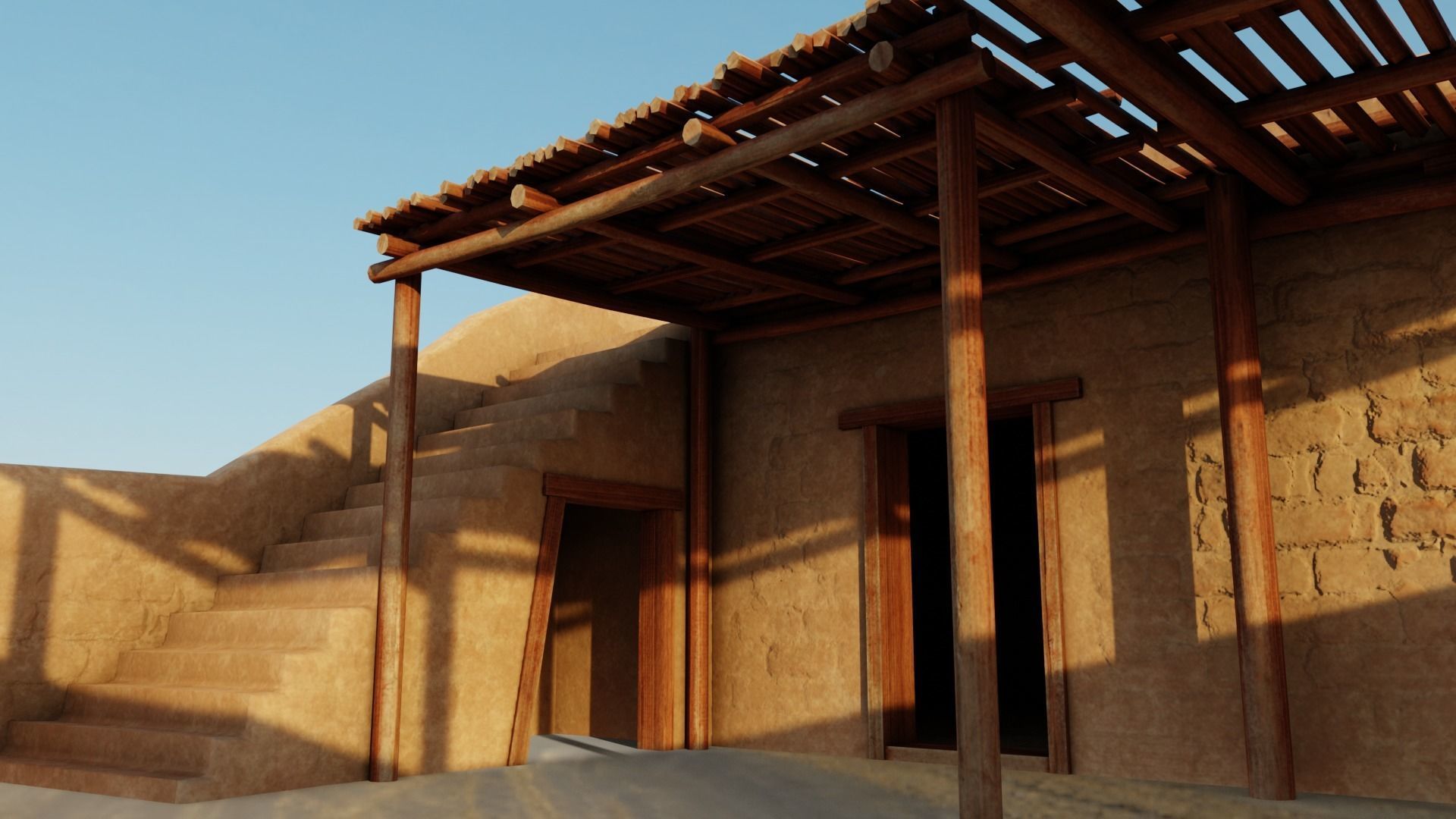 Common Desert House Low-poly 3D model_3