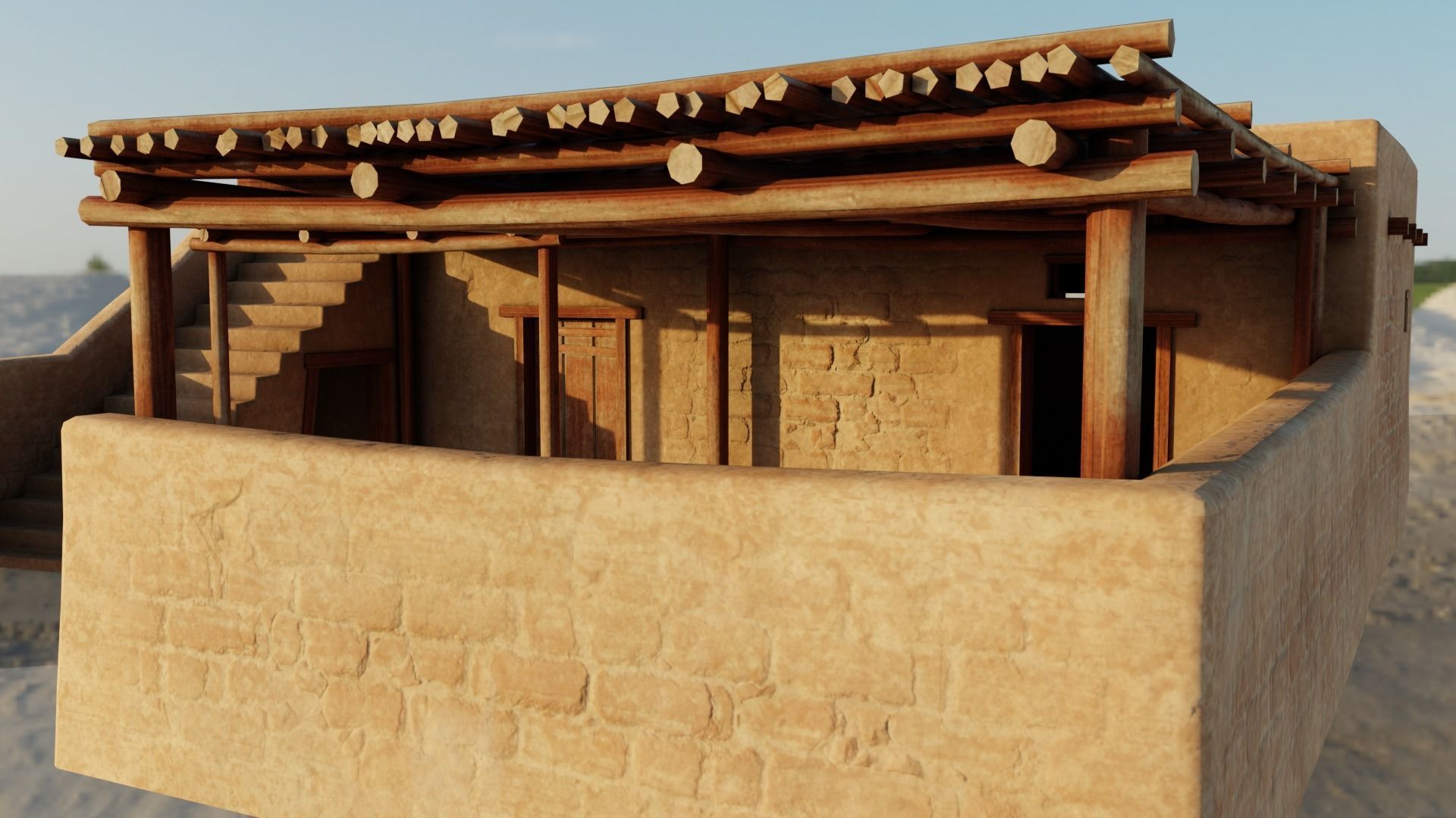 Common Desert House Low-poly 3D model_2