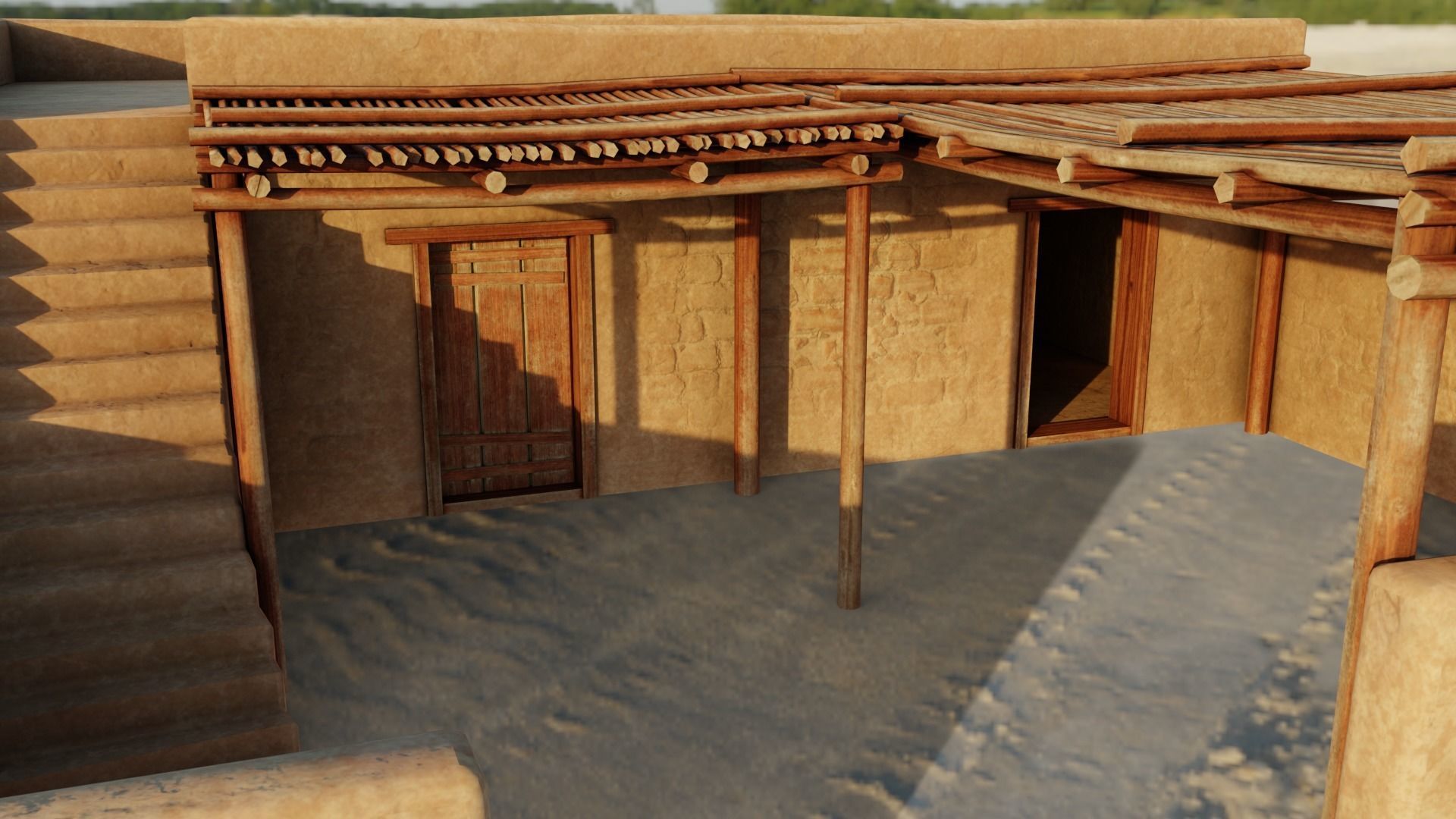 Common Desert House Low-poly 3D model_5