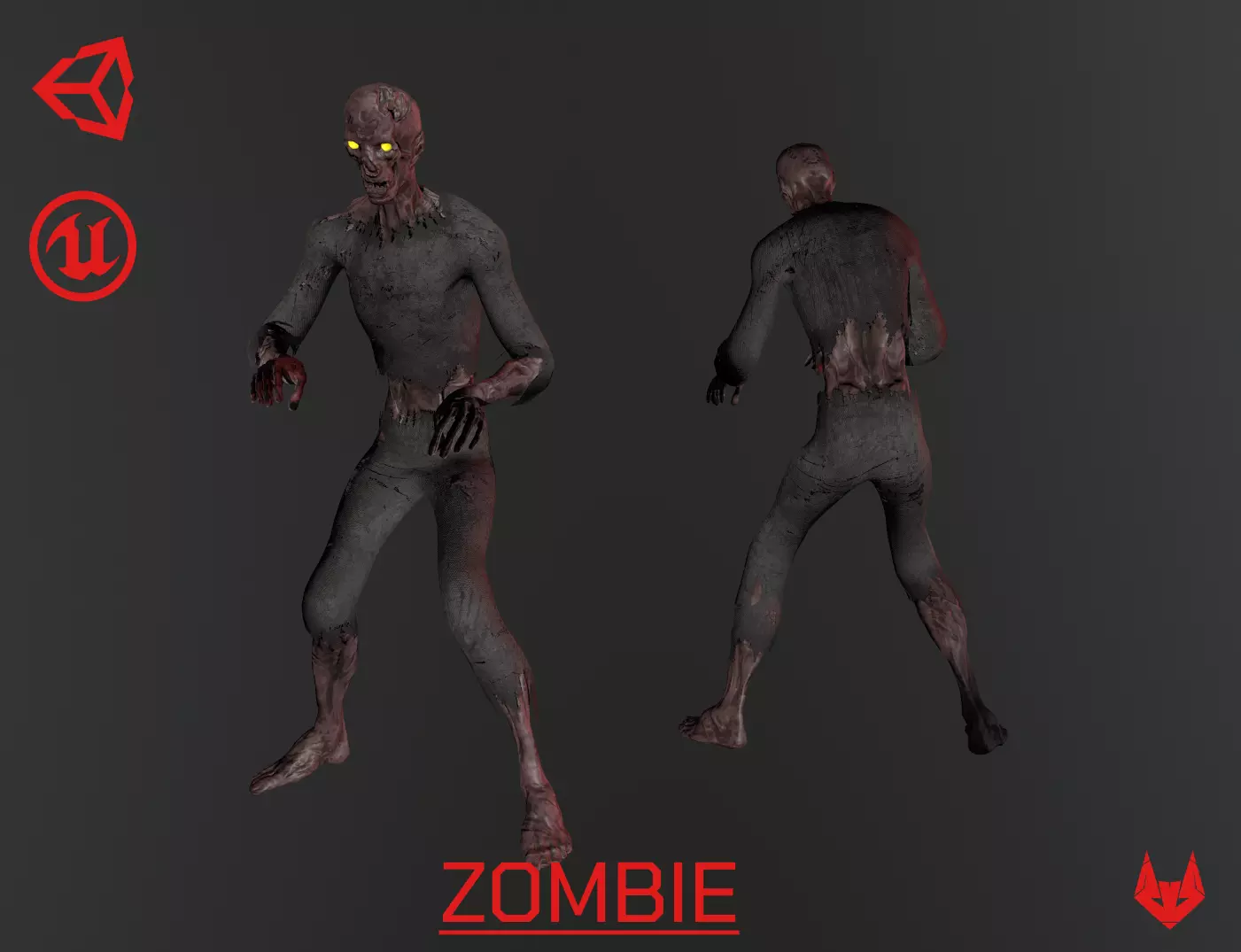 Zombie - Game Ready Character Low-poly 3D model_0