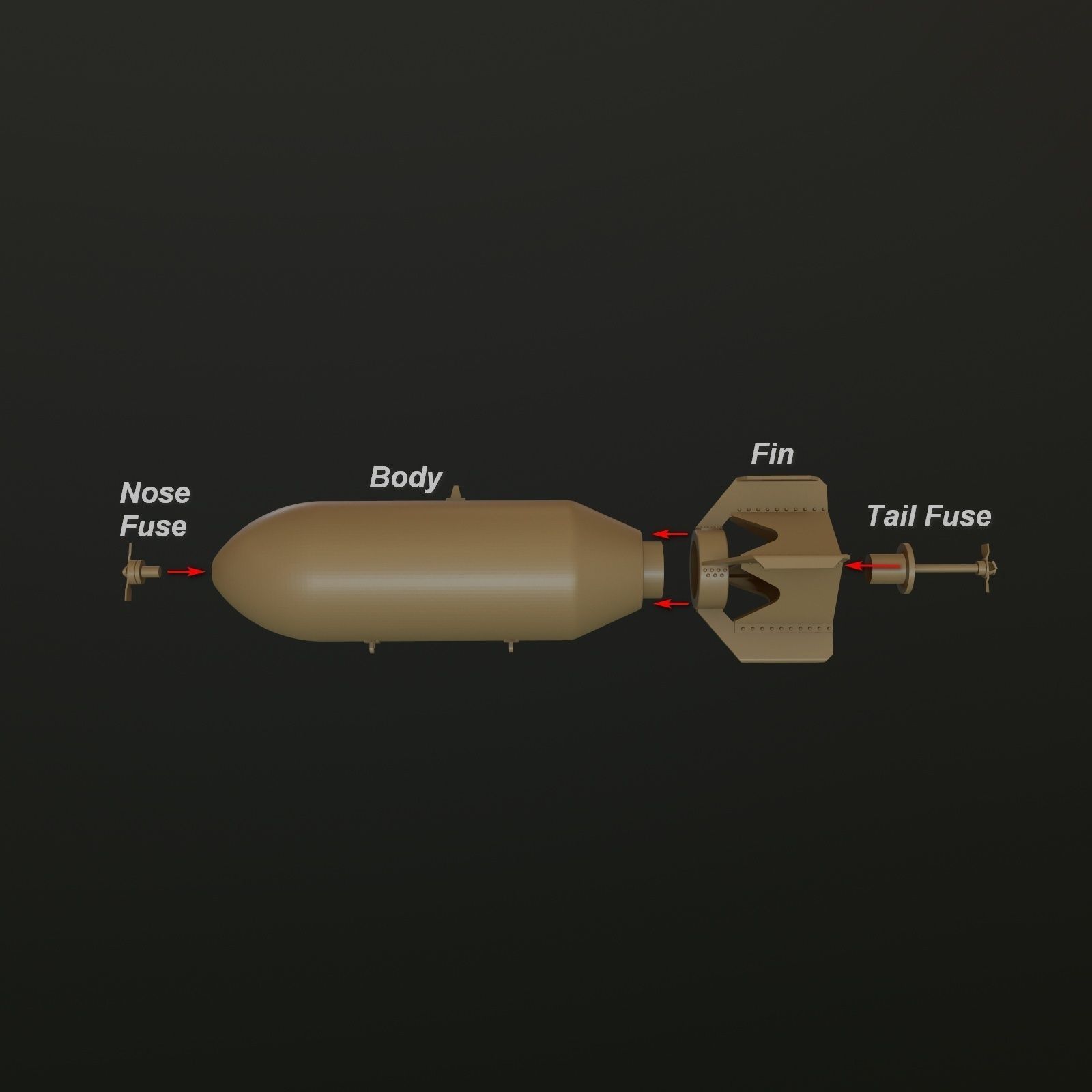 US GP BOMB AN-M64A1 500LB 1-24 3D print model_3