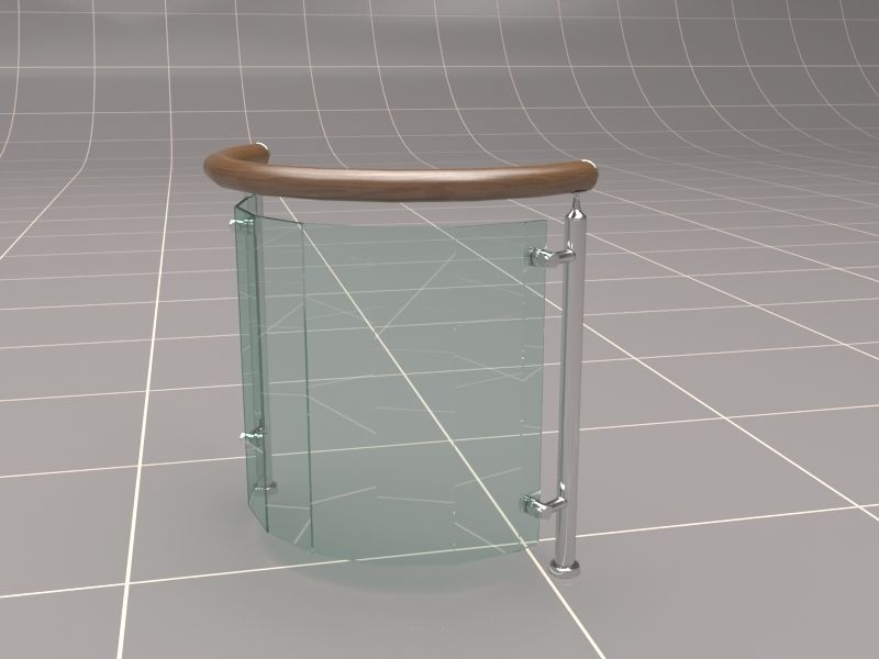 Glass Fence Railing 3D model_9