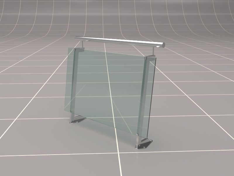 Glass Fence Railing 3D model_4