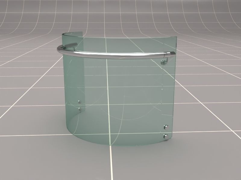 Glass Fence Railing 3D model_6