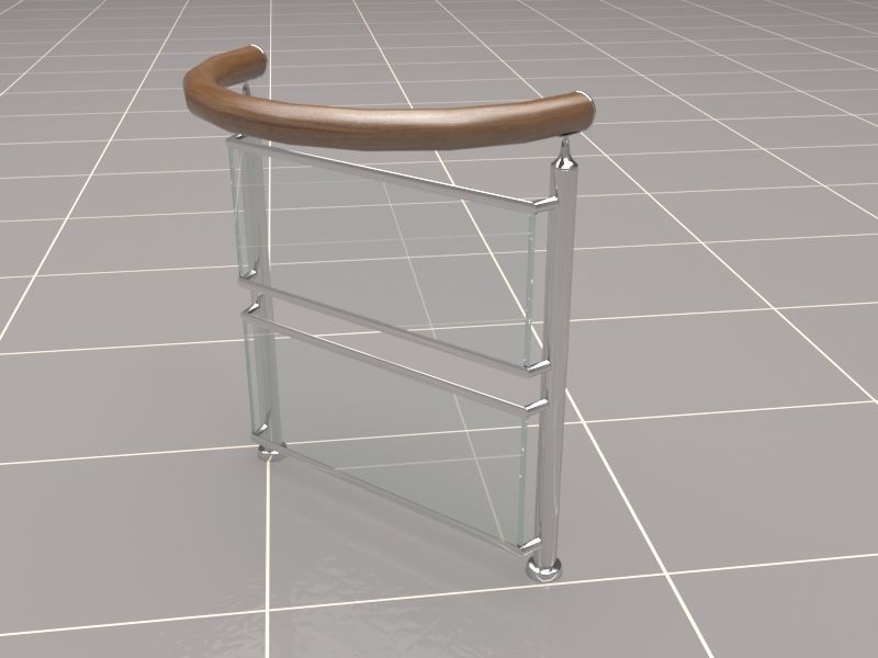 Glass Fence Railing 3D model_3