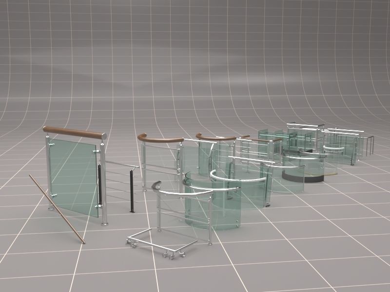 Glass Fence Railing 3D model_2