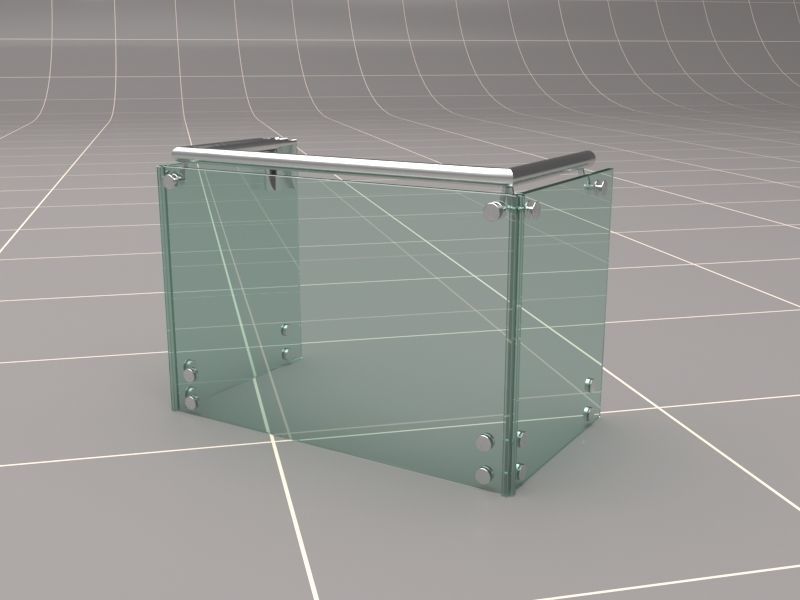 Glass Fence Railing 3D model_11