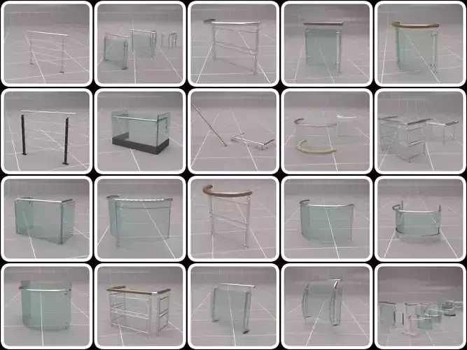 Glass Fence Railing 3D model