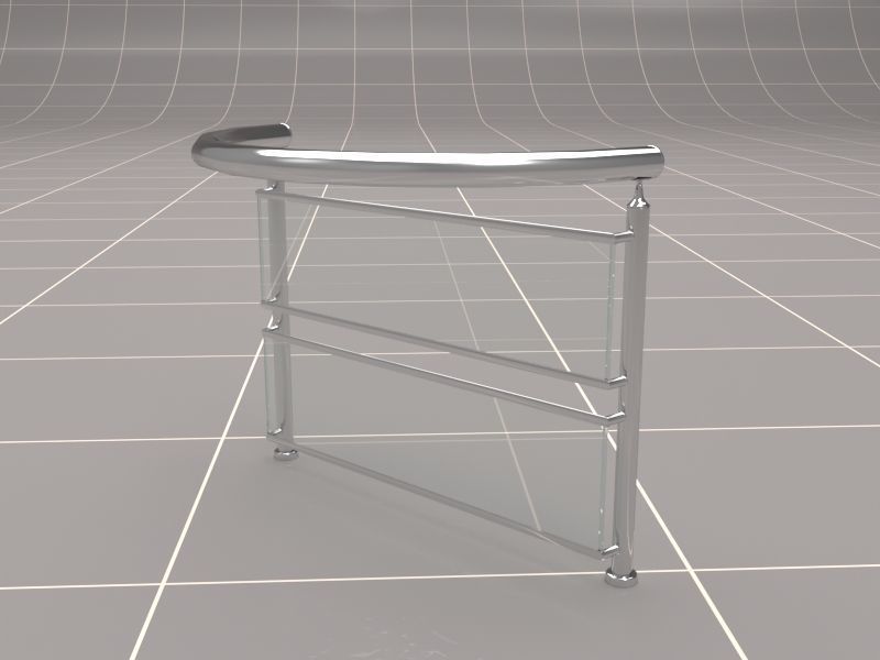 Glass Fence Railing 3D model_20