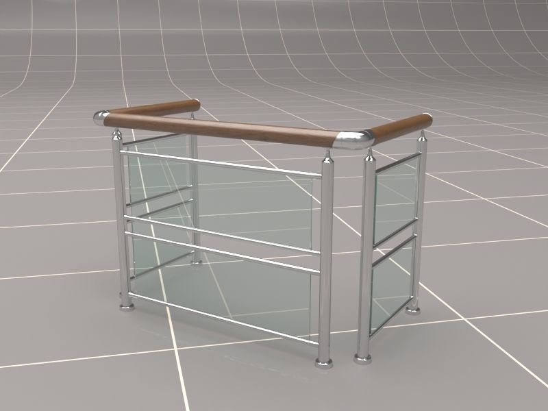 Glass Fence Railing 3D model_10