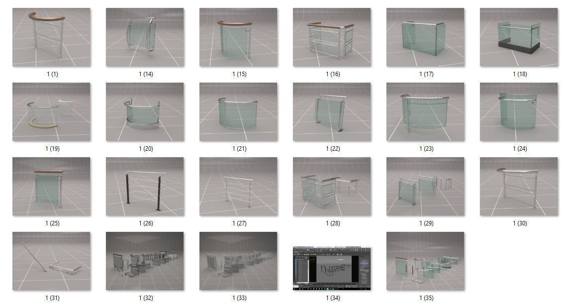 Glass Fence Railing 3D model_1