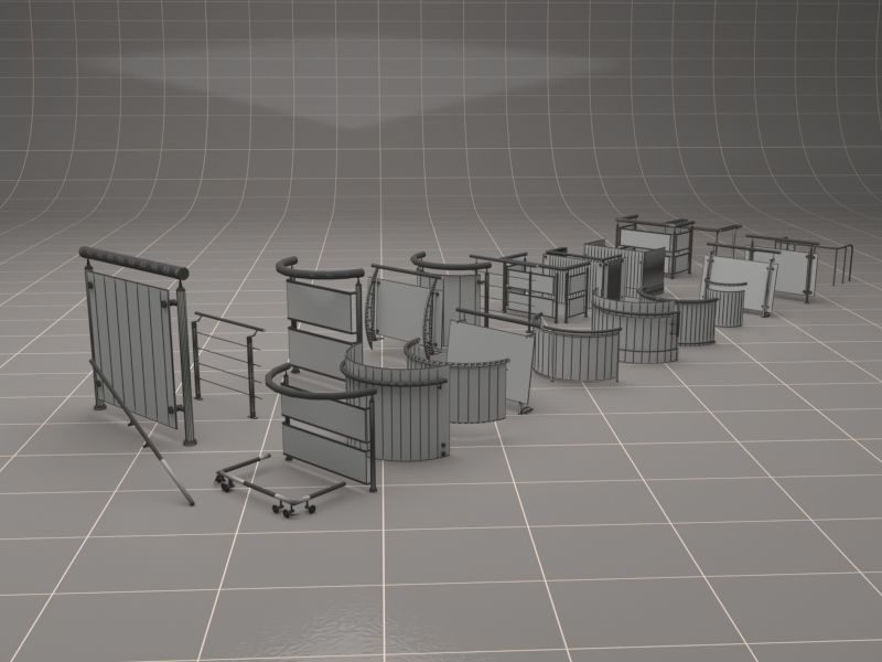 Glass Fence Railing 3D model_22