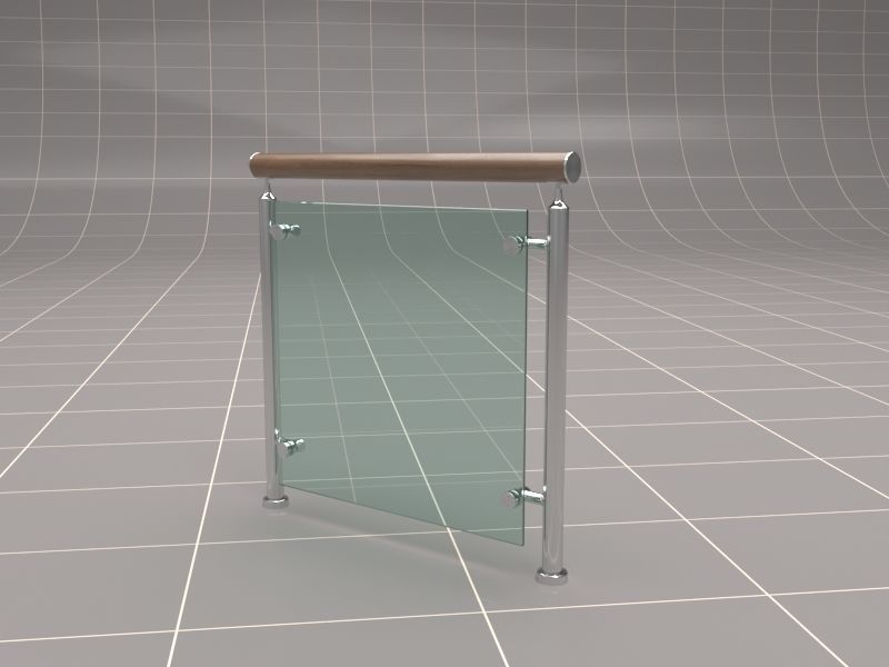 Glass Fence Railing 3D model_7