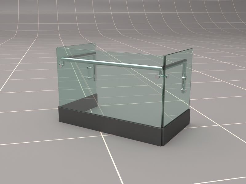Glass Fence Railing 3D model_12