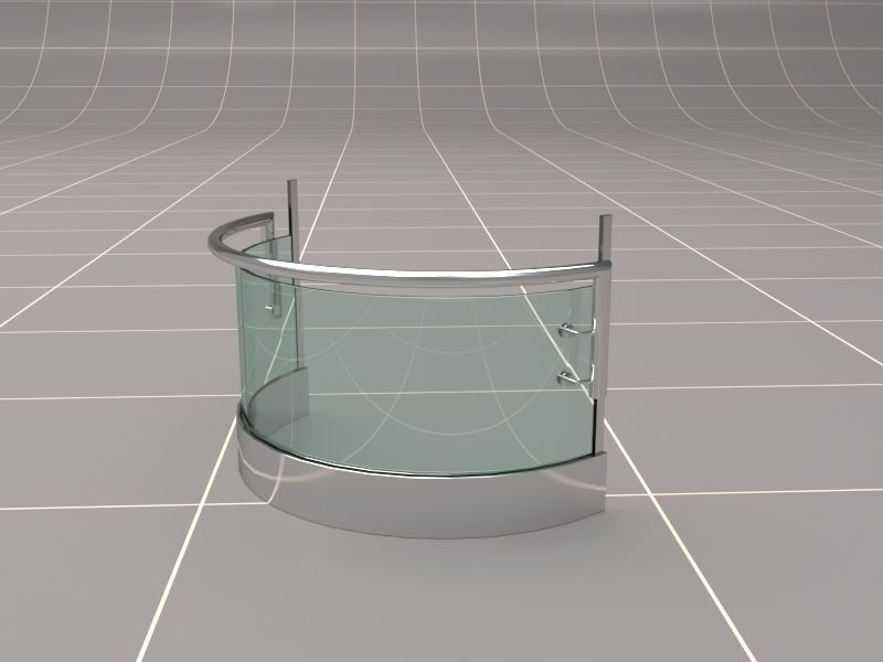 Glass Fence Railing 3D model_14