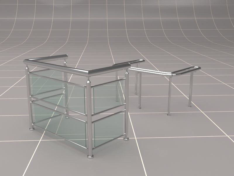 Glass Fence Railing 3D model_18