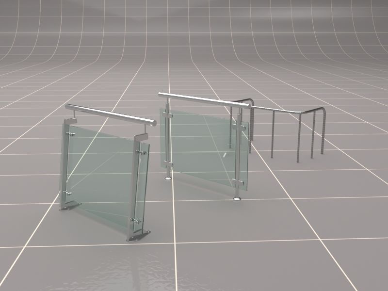 Glass Fence Railing 3D model_19