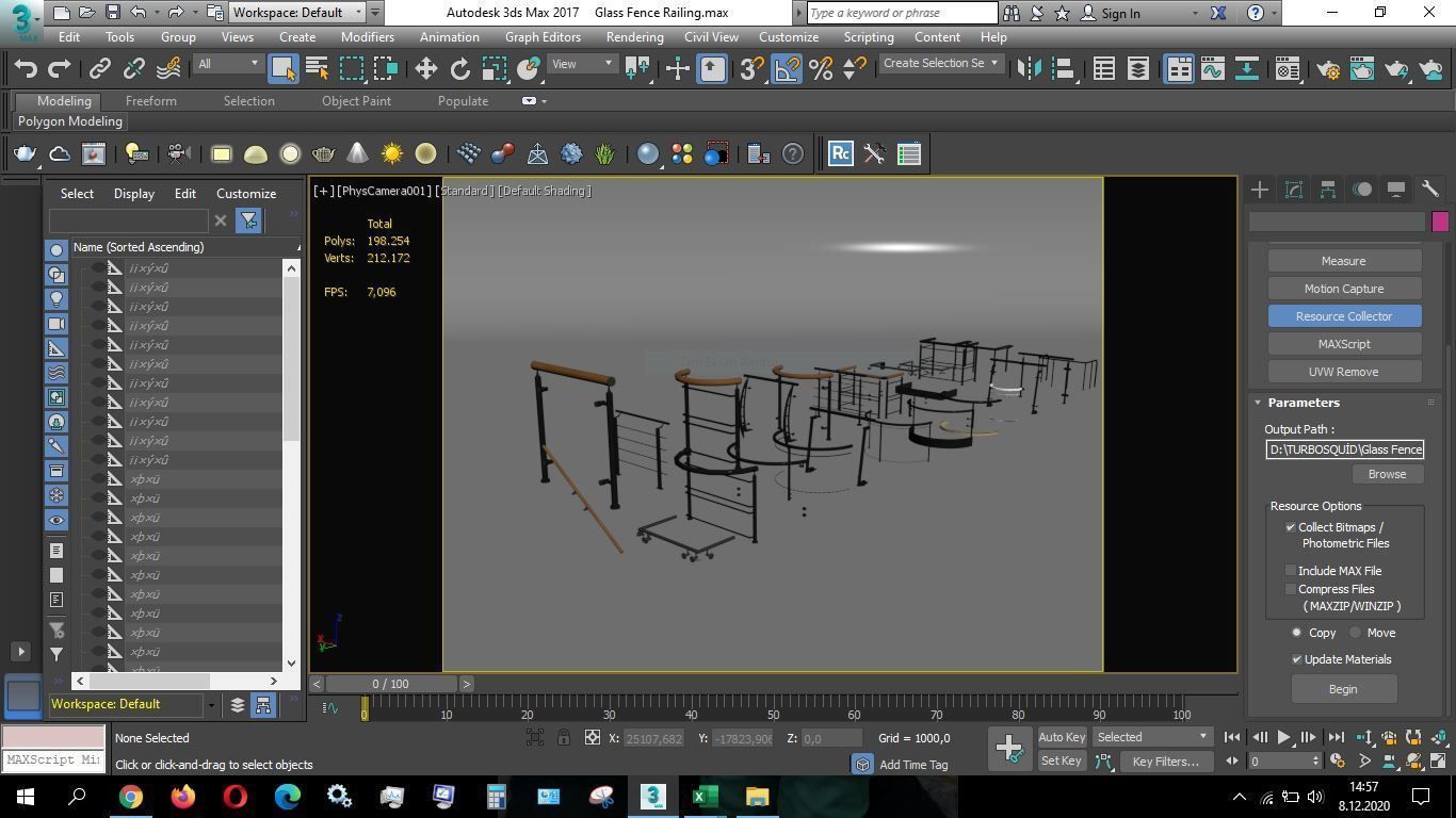 Glass Fence Railing 3D model_24