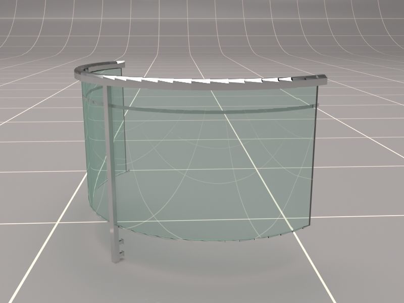 Glass Fence Railing 3D model_5