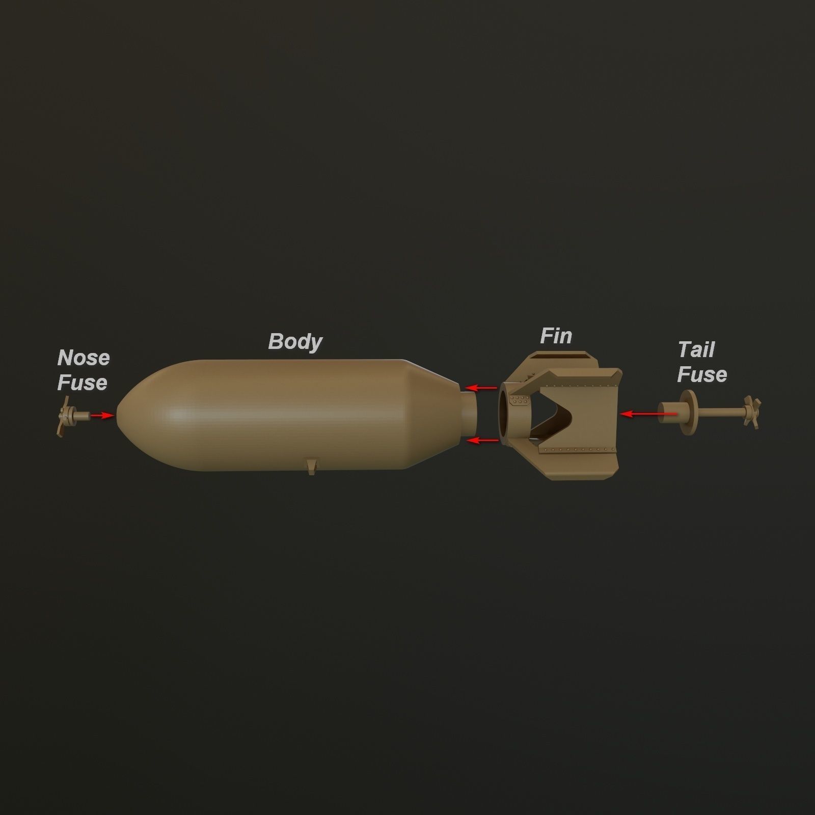 US GP BOMB AN-M64A1 500LB 1-32 1-35 3D print model_3