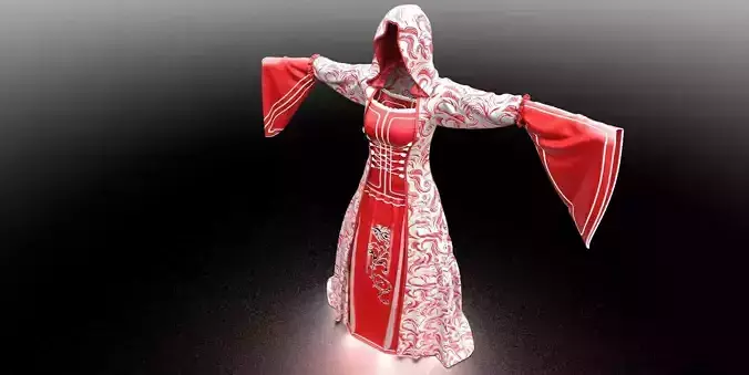 Medieval Renaissance dress with white Cloak