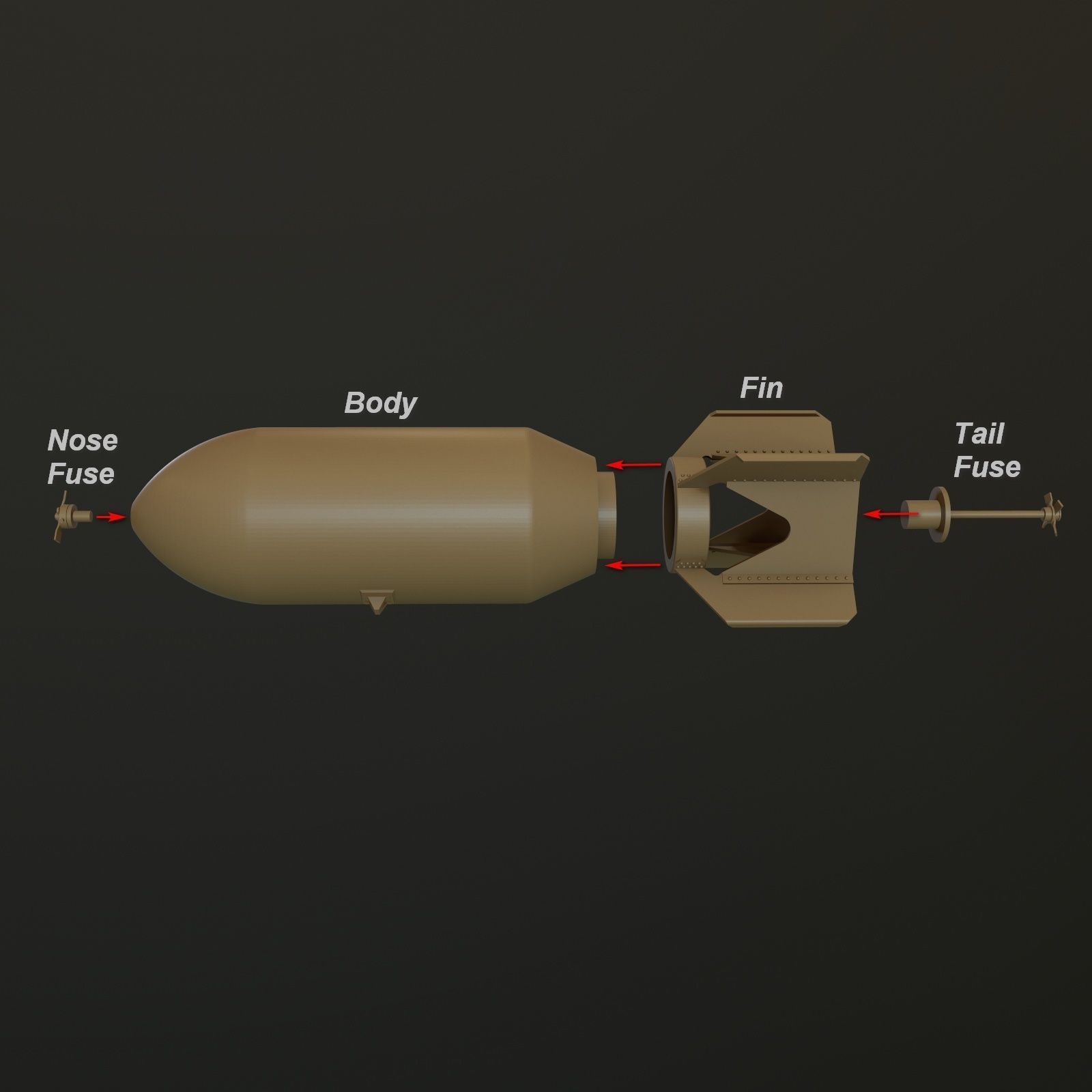 US GP BOMB AN-M65A1 1000LB 1-24 3D print model_3
