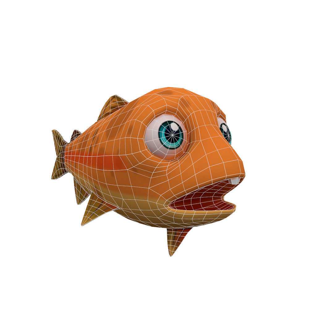Rainbow Trout Fish Cartoon Animated Low-poly 3D model_1