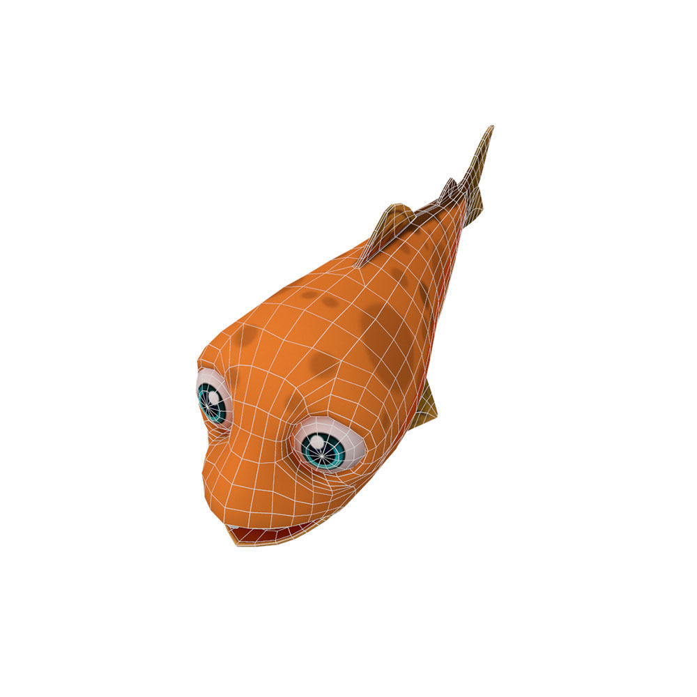 Rainbow Trout Fish Cartoon Animated Low-poly 3D model_2
