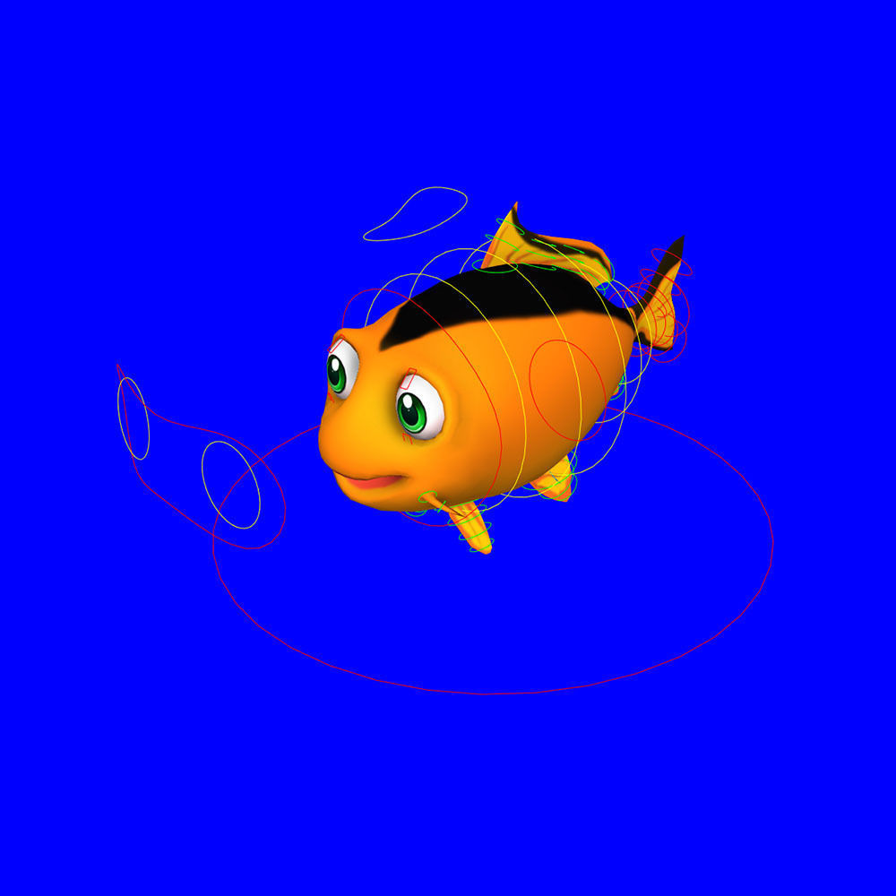 Common Carp Fish Cartoon Animated Low-poly 3D model_7