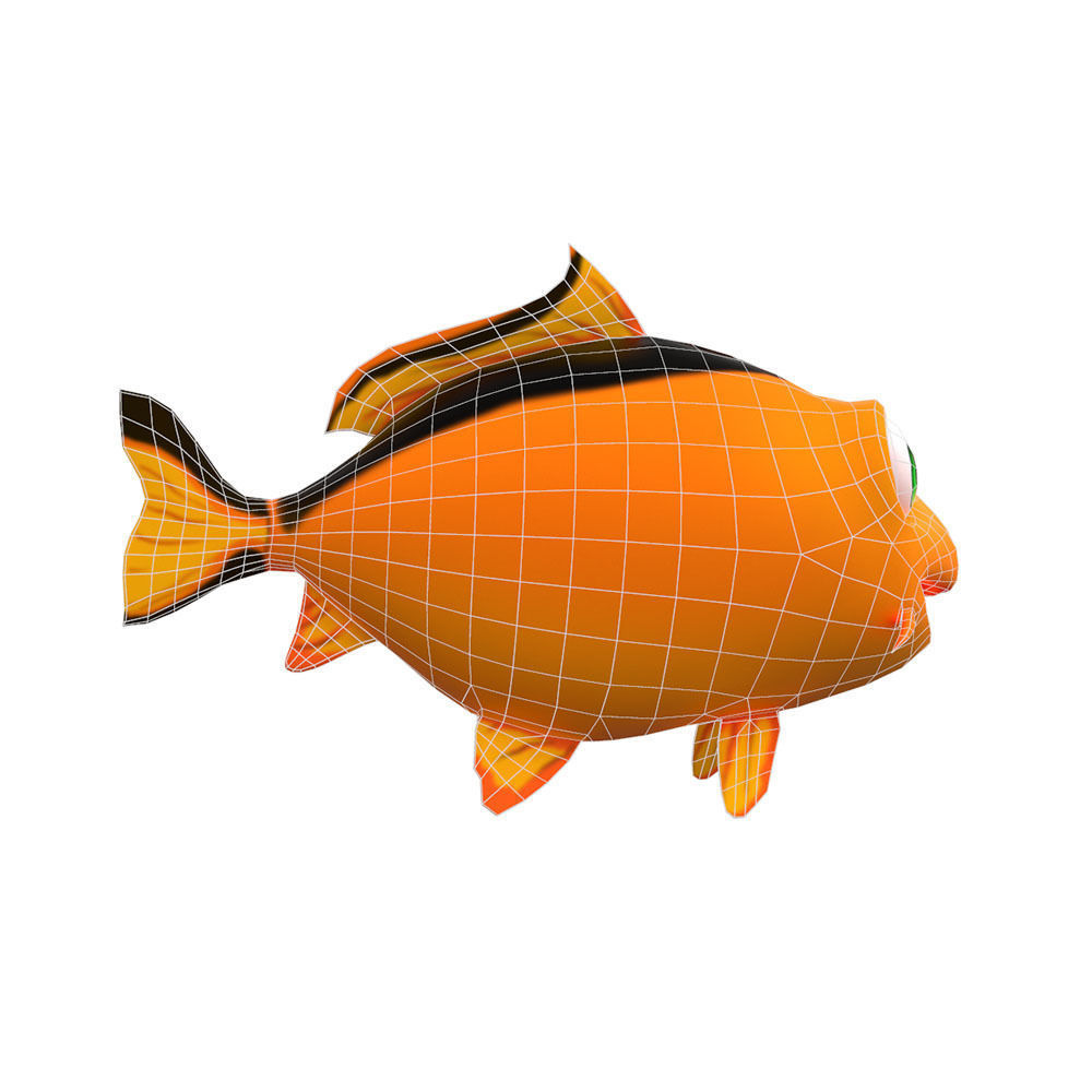 Common Carp Fish Cartoon Animated Low-poly 3D model_1