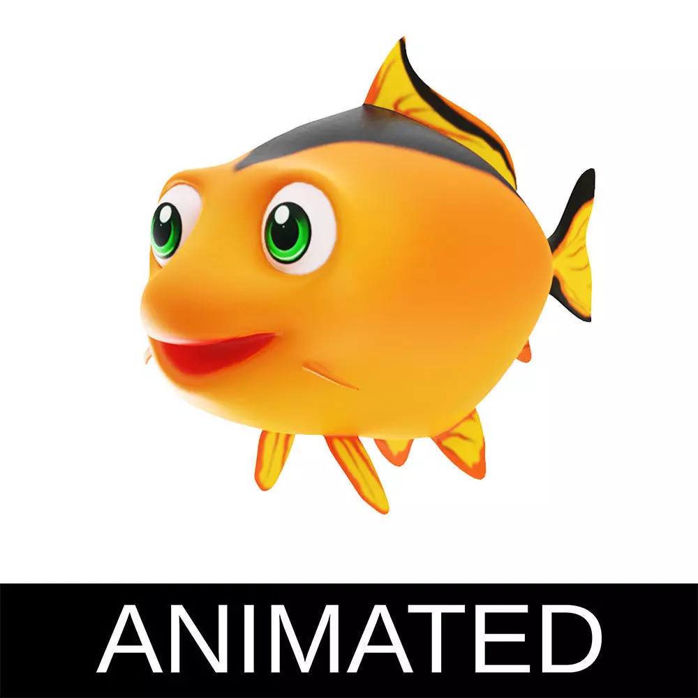 Common Carp Fish Cartoon Animated Low-poly 3D model_0
