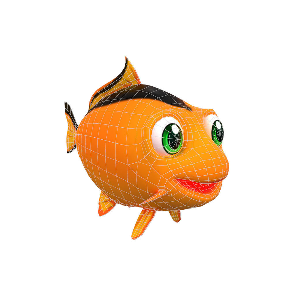 Common Carp Fish Cartoon Animated Low-poly 3D model_2