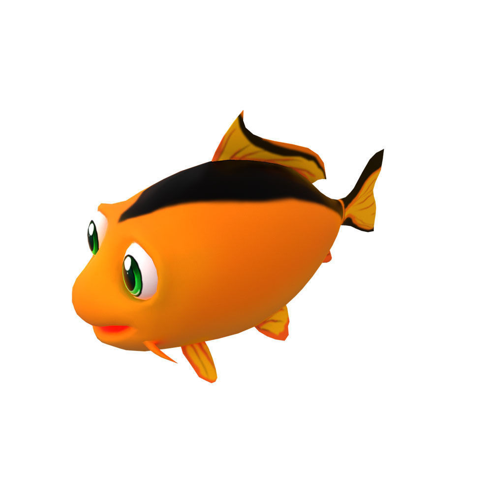 Common Carp Fish Cartoon Animated Low-poly 3D model_4