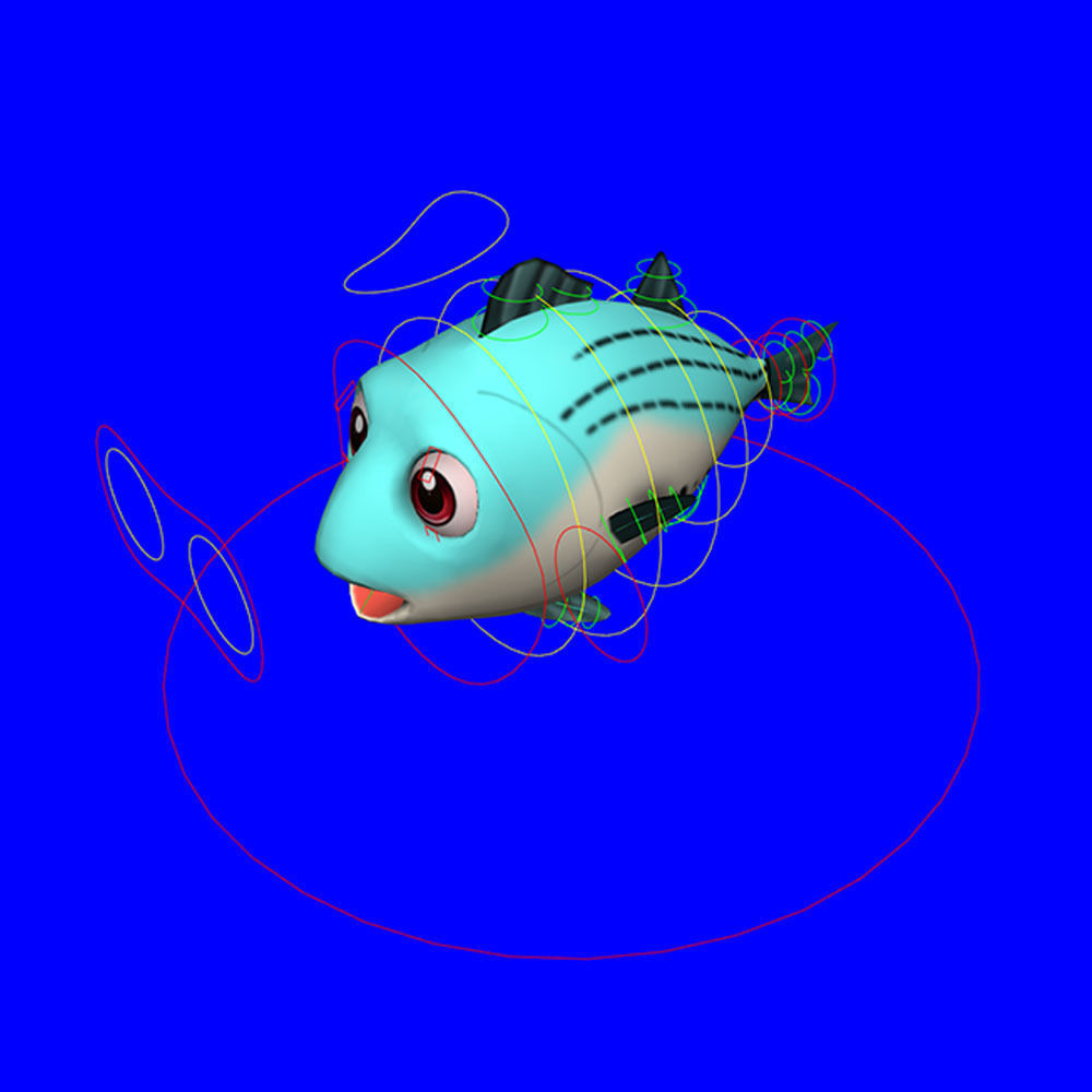 White Bass Fish Cartoon Animated Low-poly 3D model_7