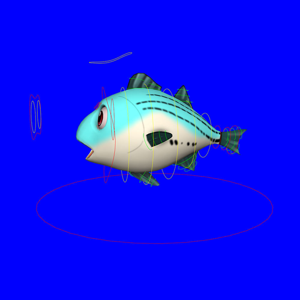 White Bass Fish Cartoon Animated Low-poly 3D model_6