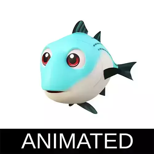 White Bass Fish Cartoon Animated