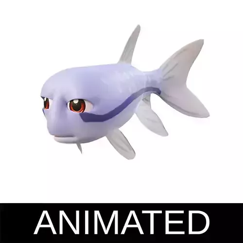 Siamese Flying fox Fish Cartoon Animated Low-poly 3D model