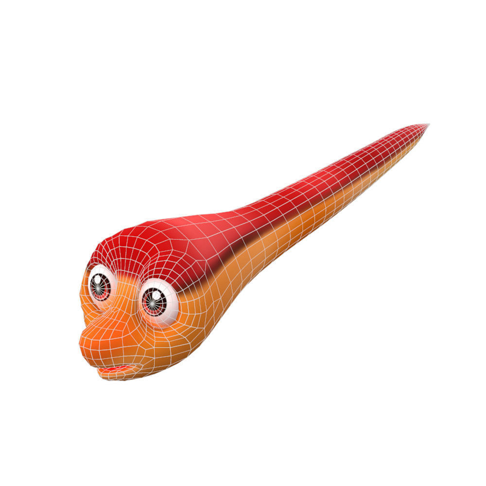 Swamp Eel Fish Cartoon Animated Low-poly 3D model_4