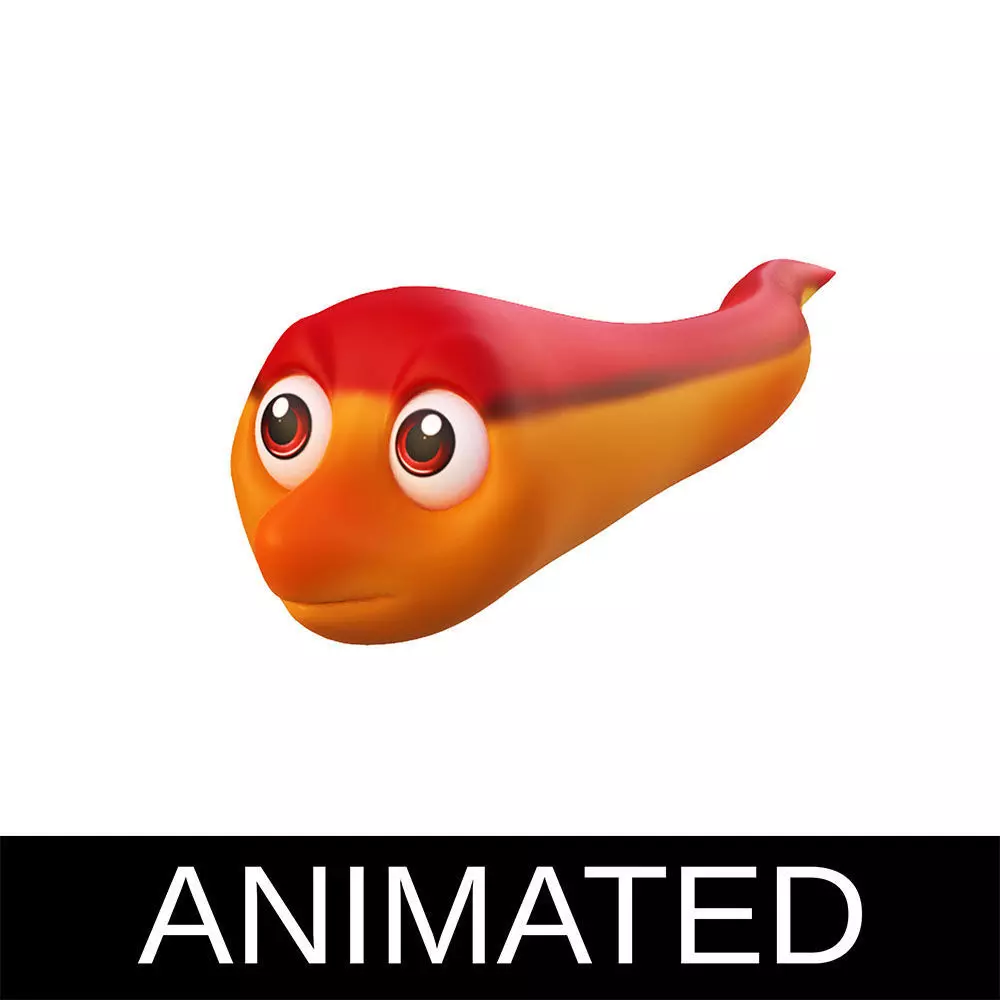 Swamp Eel Fish Cartoon Animated Low-poly 3D model_0