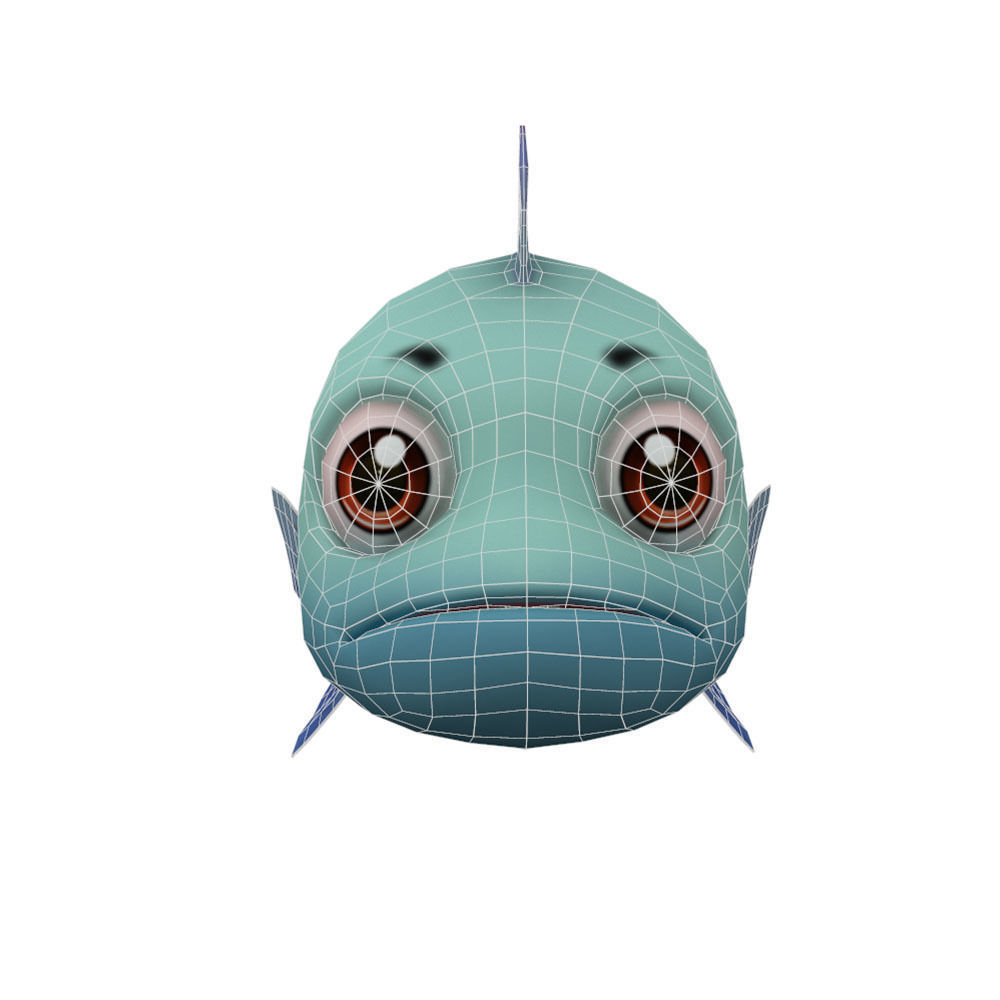Blue Tilapia Fish Cartoon Animated Low-poly 3D model_5