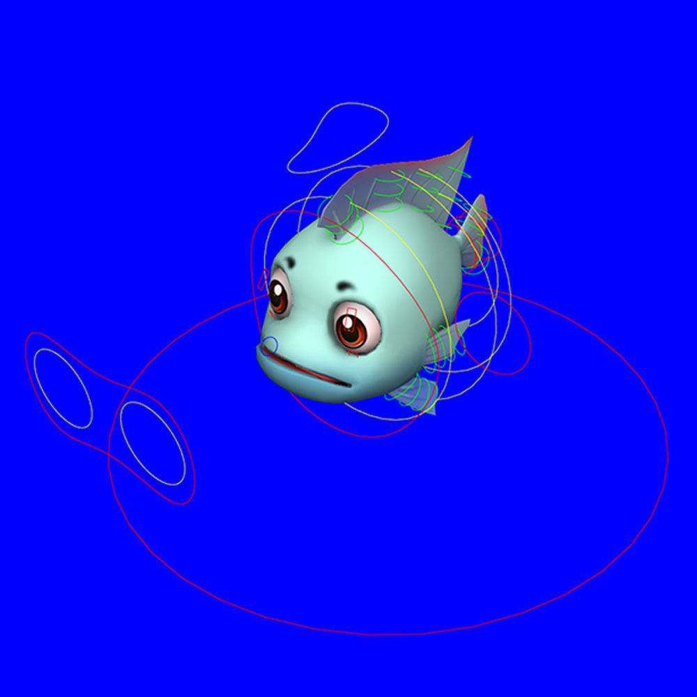 Blue Tilapia Fish Cartoon Animated Low-poly 3D model_8