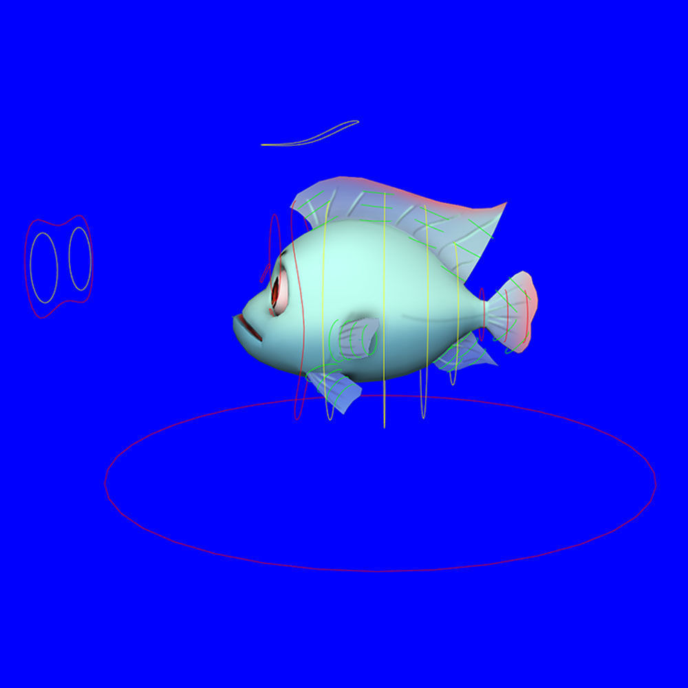 Blue Tilapia Fish Cartoon Animated Low-poly 3D model_7