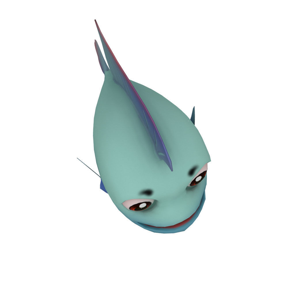 Blue Tilapia Fish Cartoon Animated Low-poly 3D model_3